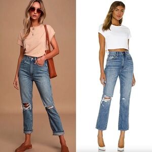 NWT PISTOLA 90s High Rise Distressed Denim‎ Ankle Cropped Straight Leg Jeans 26